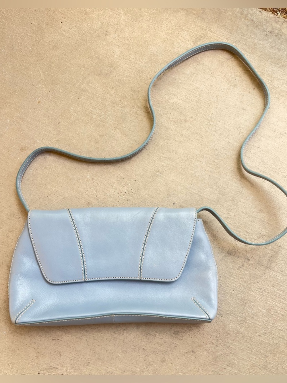 Etienne Aigner blue leather crossbody clutch